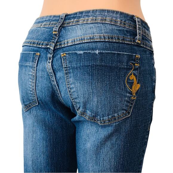 Y2k Phat Fashions Silver Label Jeans Flare Leg Iconic Cat Logo on back pocket - Picture 4 of 16